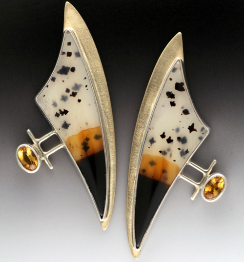 MB-E128 Earrings Animal Spirit $1968 at Hunter Wolff Gallery